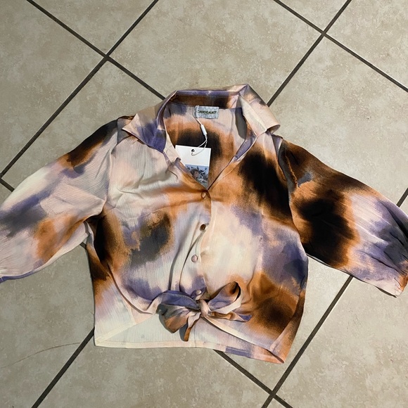 Tops - Stylish Tie-Dye Cropped Blouse